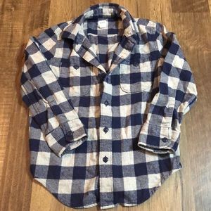 Gap Kids Blue Grey Plaid Flannel Button Down Shirt Size 8